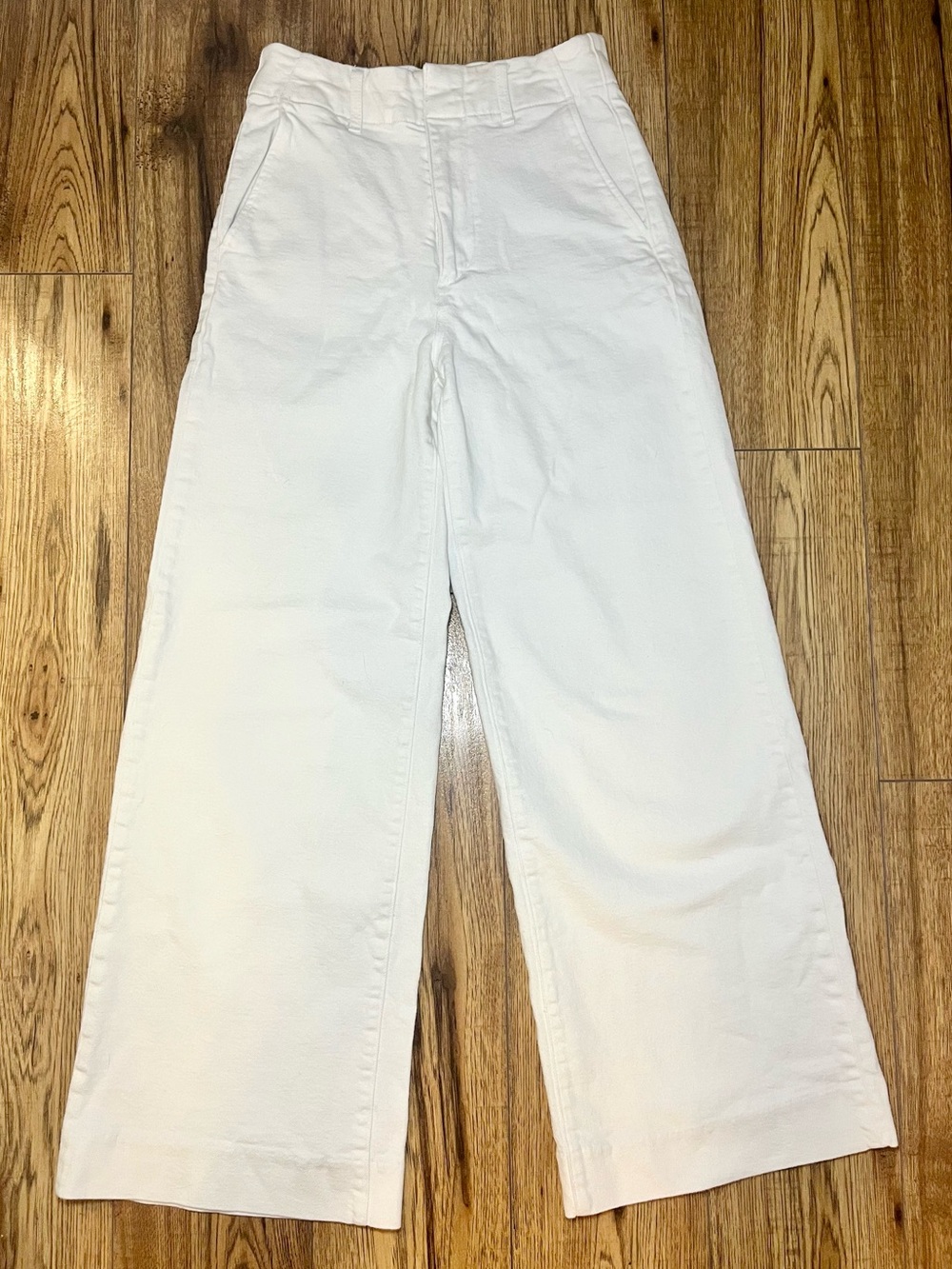 Uniqlo Wide Trouser Canvas Jeans High Waisted Off White Cream - Size S